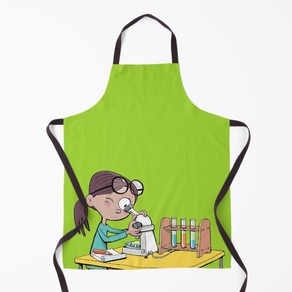 Item preview, girl with a microscope is doing an experiment and writing down the details designed and sold by duxpavlic.