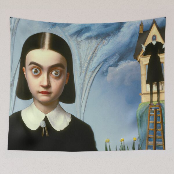 Item preview, Wednesday Addams before the dance - Surrealist portrait No.3 designed and sold by BLACKSUN-SHOP.
