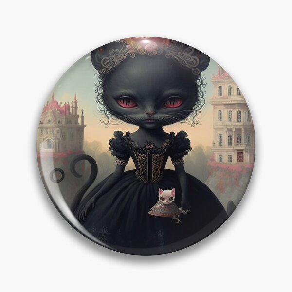 Item preview, Little devil gothic dark doll cat girl in a surreal landscape designed and sold by ladarkepoque.