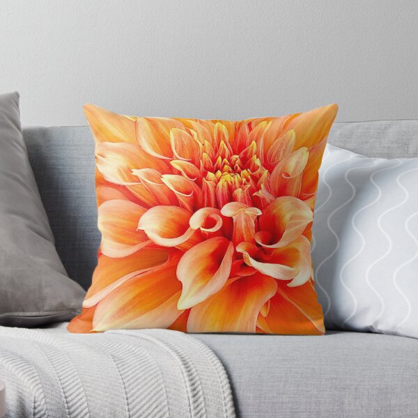Dahlia in Orange Throw Pillow