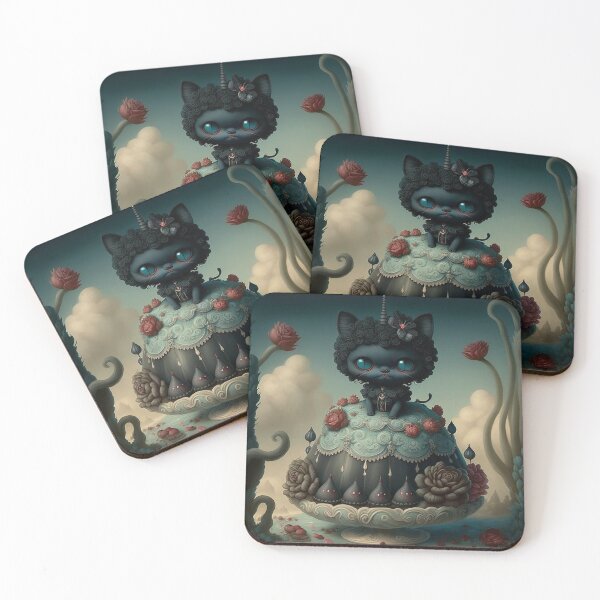 Item preview, Little devil gothic dark doll cat girl in a surreal landscape designed and sold by ladarkepoque.