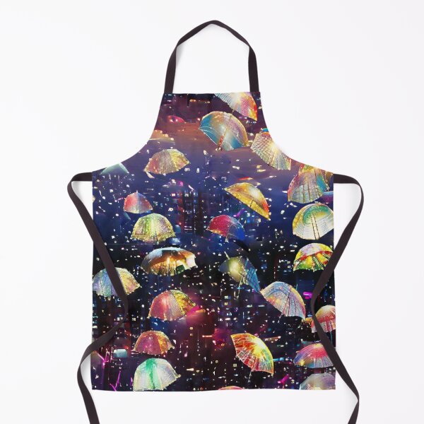 Item preview, umbrellas, street, evening sky, lanterns umbrellas, abstract art, bright lights, celestial jellyfish designed and sold by Maria Mihailova.