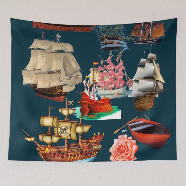 Item preview, Pirate Ships Sailboats Sea Ocean Nautical  designed and sold by ChristinasMess.