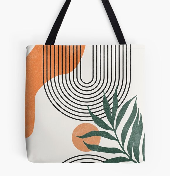 Boho Sunset Tote Bag -aesthetic tote bag,line art sunset tote bag,line art  mountain tote bag,abstract sunset tote bag,abstract mountain bag