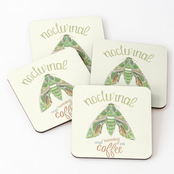 Item preview, nocturnal green moth running on coffee designed and sold by EllenLambrichts.