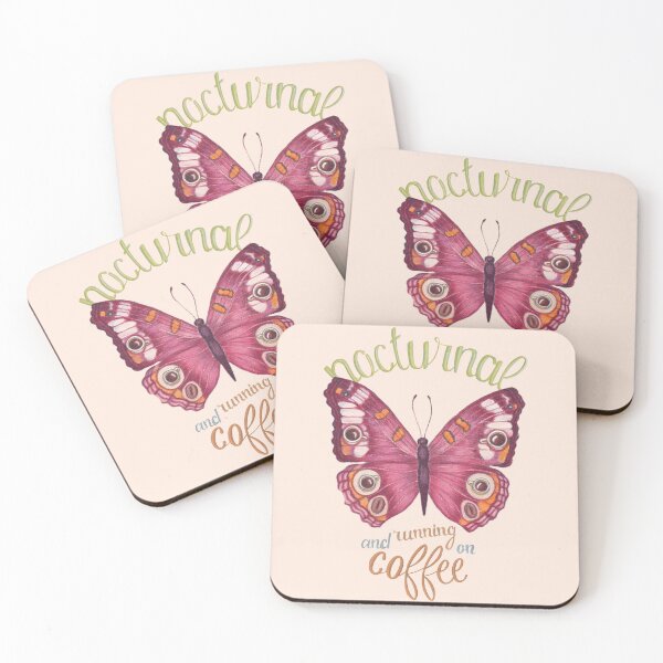 Item preview, nocturnal burgundy moth running on coffee designed and sold by EllenLambrichts.