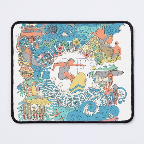 Item preview, Doodle art drawing of surfing history. Color drawing designed and sold by evk-art.