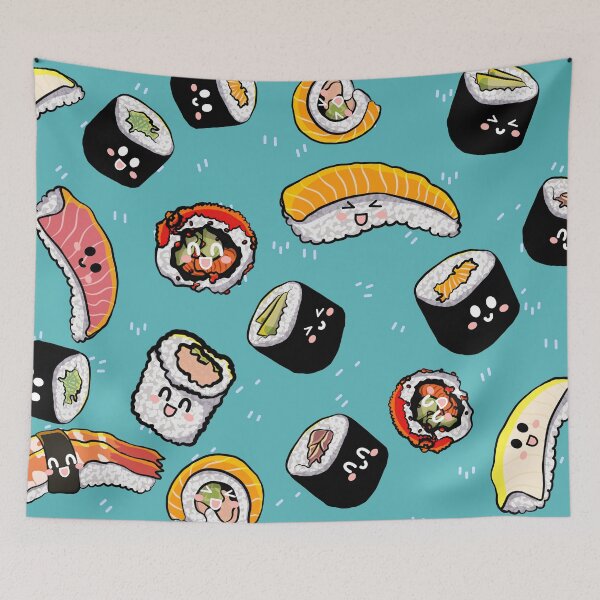 Item preview, Kawaii Sushi Print (Mint Blue) designed and sold by DreamFruit11.