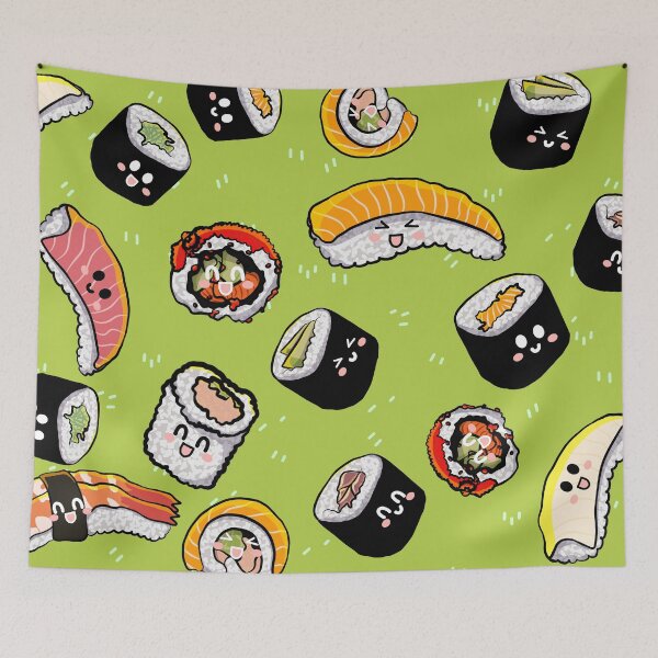 Item preview, Kawaii Sushi Print (Yellow Green) designed and sold by DreamFruit11.