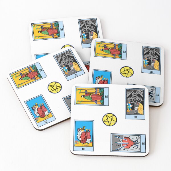 Item preview, Pixel Waite Tarot Minor Arcana Threes - 76th Sticker Pack and Magnets designed and sold by Pixel Waite.