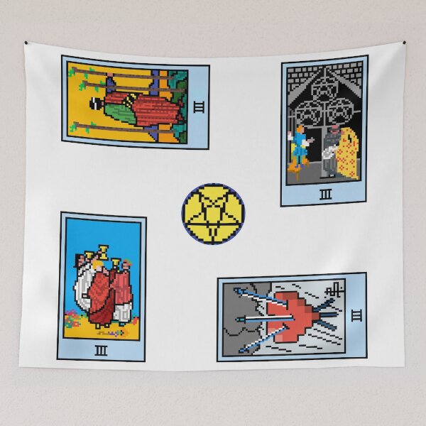 Item preview, Pixel Waite Tarot Minor Arcana Threes - 76th Sticker Pack and Magnets designed and sold by Pixel Waite.