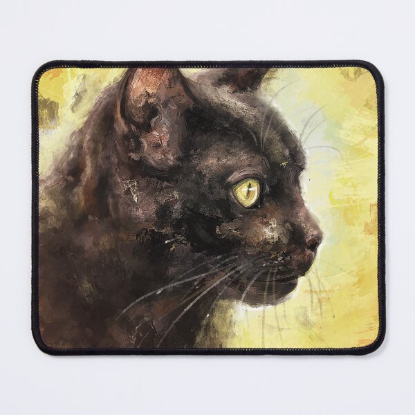 Item preview, Expressive Painting of Black Cat on a Yellow Background designed and sold by ibadishi.
