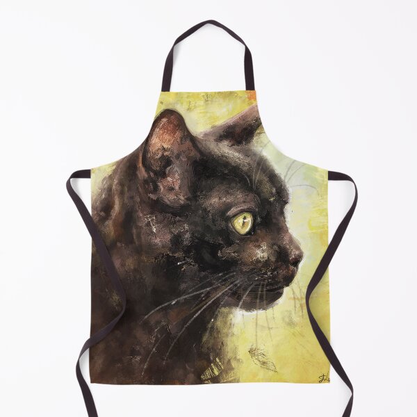Item preview, Expressive Painting of Black Cat on a Yellow Background designed and sold by ibadishi.