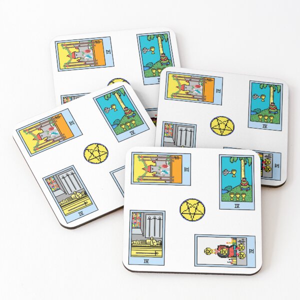 Item preview, Pixel Waite Tarot Minor Arcana Fours - 77th Sticker Pack and Magnets designed and sold by Pixel Waite.