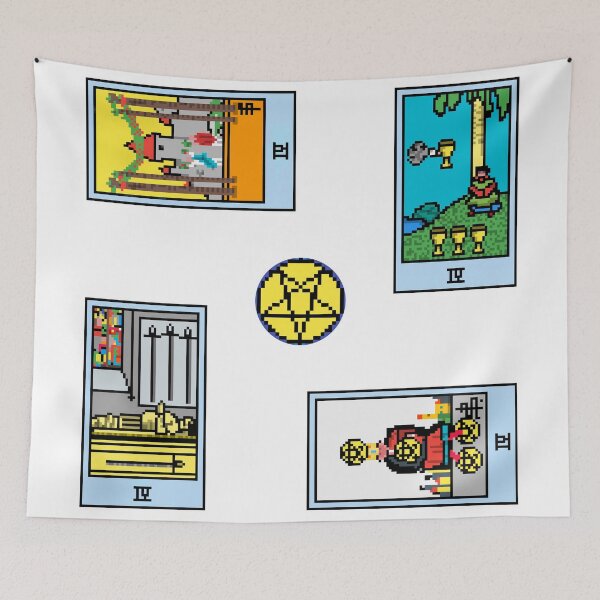 Item preview, Pixel Waite Tarot Minor Arcana Fours - 77th Sticker Pack and Magnets designed and sold by Pixel Waite.