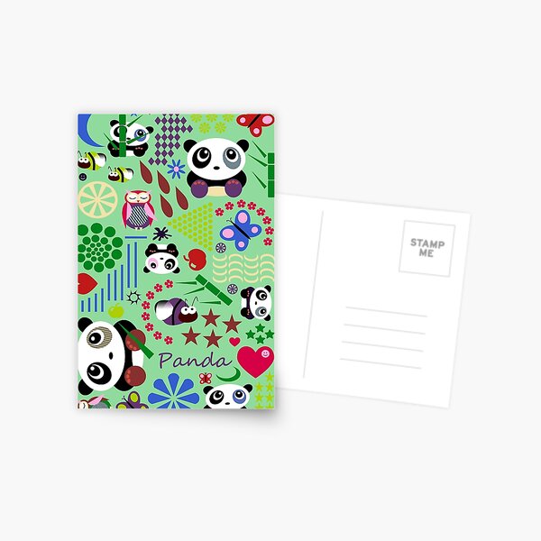 Kids Pandas, Butterflies and Owl Postcard
