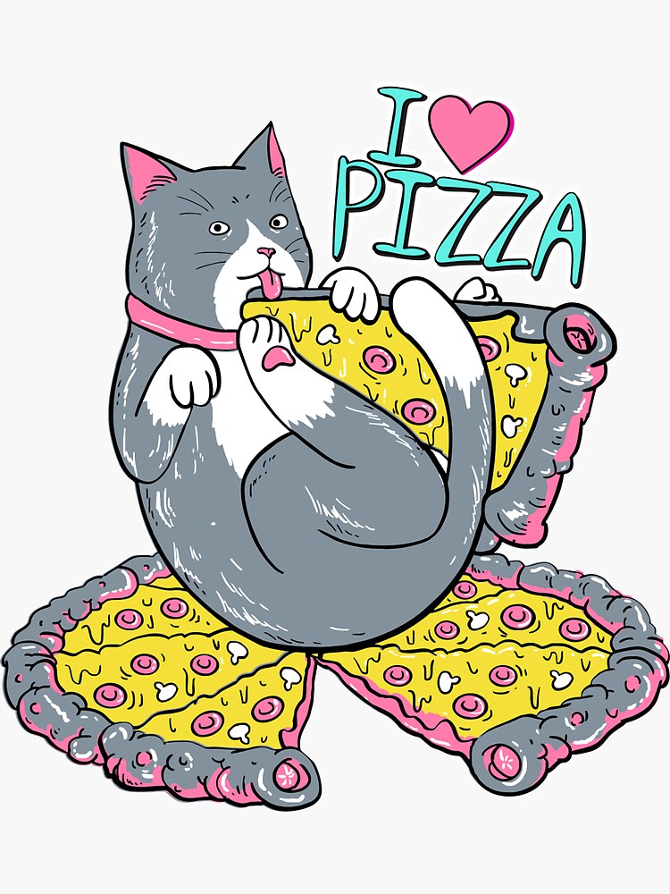 "Cute i love pizza cat" Sticker for Sale by akamari22 Redbubble