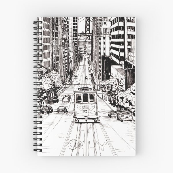 Item preview, Cable Car San Francisco Cityscape USA Pen and Ink Illustration designed and sold by Wall-Art-Sketch.