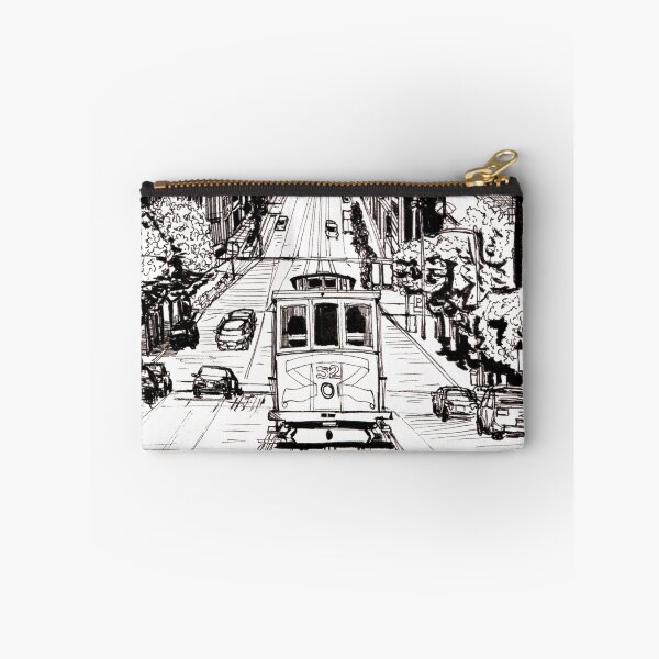 Item preview, Cable Car San Francisco Cityscape USA Pen and Ink Illustration designed and sold by Wall-Art-Sketch.