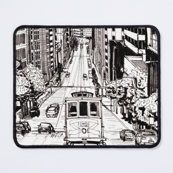 Item preview, Cable Car San Francisco Cityscape USA Pen and Ink Illustration designed and sold by Wall-Art-Sketch.