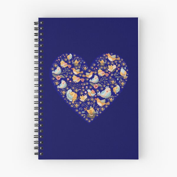 Item preview, Everybirdy Blue Heart Colorful Golder Birds Pattern designed and sold by MedHance.