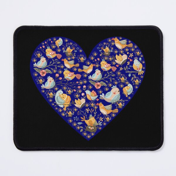 Item preview, Everybirdy Blue Heart Colorful Golder Birds Pattern designed and sold by MedHance.