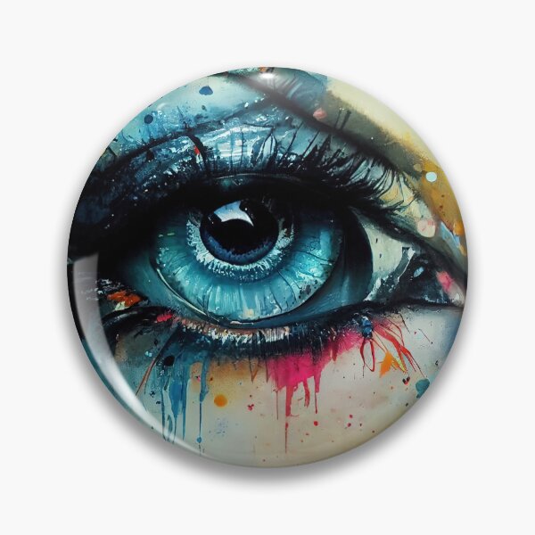 Item preview, Abstract teal blue watercolour of a human eye with splotches of colourful paint. designed and sold by justinasv775.
