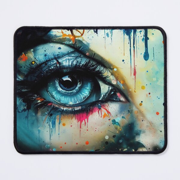 Item preview, Abstract teal blue watercolour of a human eye with splotches of colourful paint. designed and sold by justinasv775.