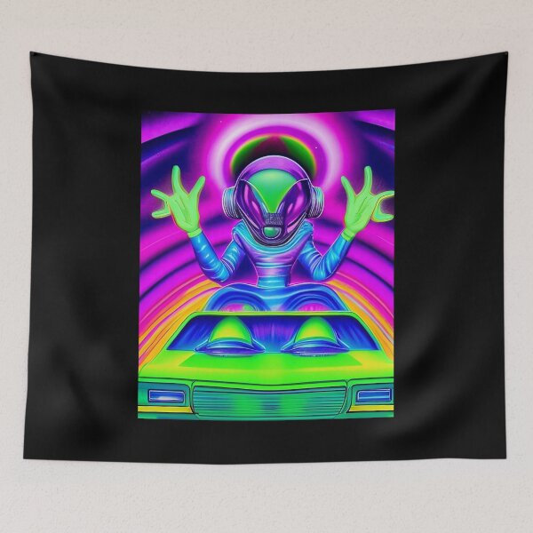 Item preview, Funny Alien Art. Trippy alien driving car designed and sold by Neo-Expression.