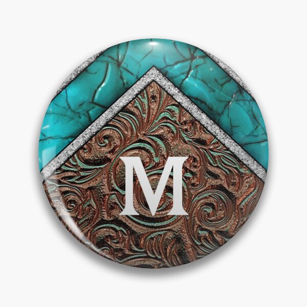 Item preview, Monogram M Western Cowhide Teal Country designed and sold by POD-Balkan.