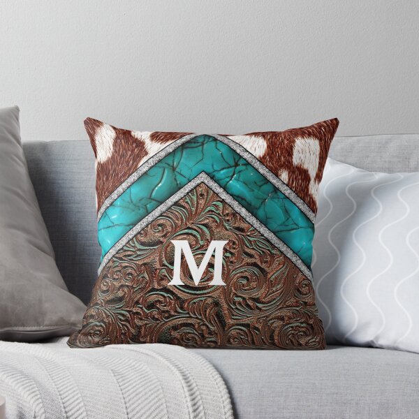 Item preview, Monogram M Western Cowhide Teal Country designed and sold by POD-Balkan.