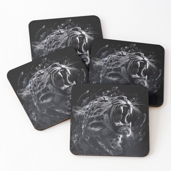 Item preview, Black White Big Cat Realistic Expressionist Leopard Painting  designed and sold by Jozzabazza.