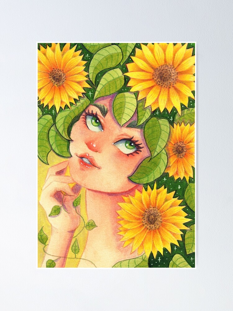 Póster «Girasol Hada Acuarela» de janegreenwood | Redbubble