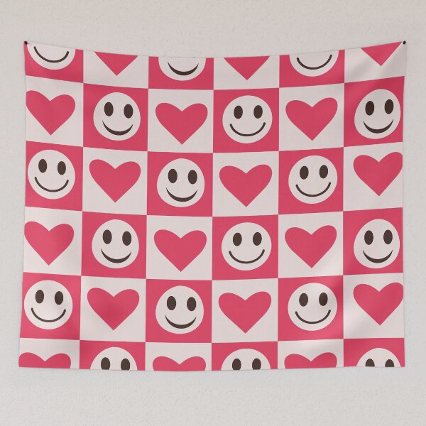 Item preview, Checkered red Hearts and Smiling  faces pattern  designed and sold by Yasminepatterns .