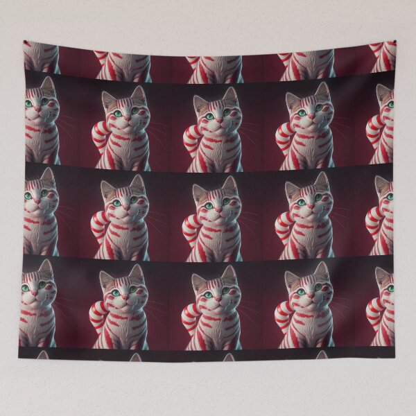Item preview, Candy Cane Christmas Cat 7 designed and sold by idreamaboutcats.