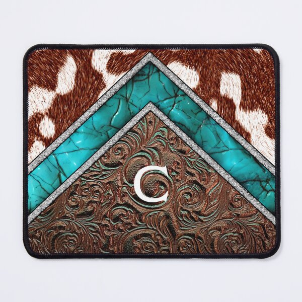 Item preview, Monogram C Western Cowhide Teal Country designed and sold by POD-Balkan.