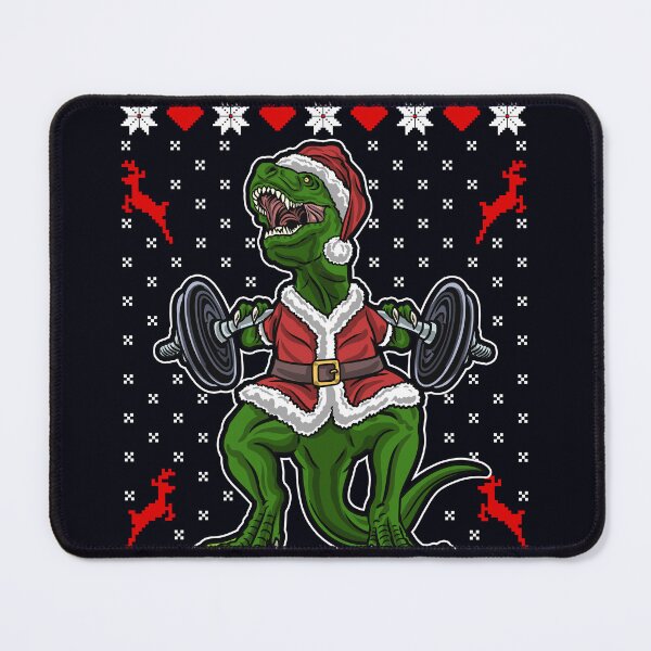 Item preview, Cute T-Rex in the Gym - Funny Weight Lifting Christmas Dino designed and sold by madtoyman.