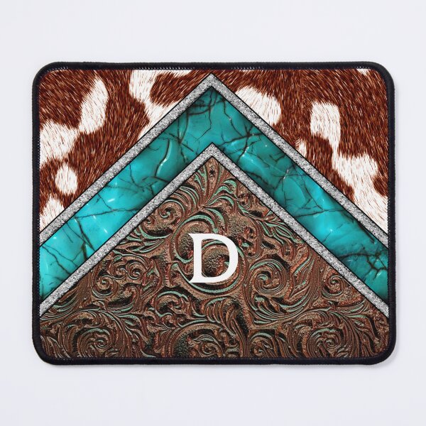 Item preview, Monogram D Western Cowhide Teal Country designed and sold by POD-Balkan.