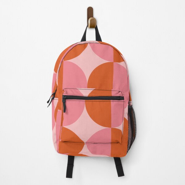 Item preview, Minimalist Mid century modern abstract half circles pattern pink and orange designed and sold by Yasminepatterns .