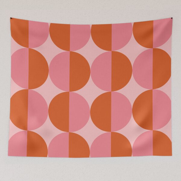 Item preview,   Minimalist Mid century modern abstract half circles pattern pink and orange  designed and sold by Yasminepatterns .