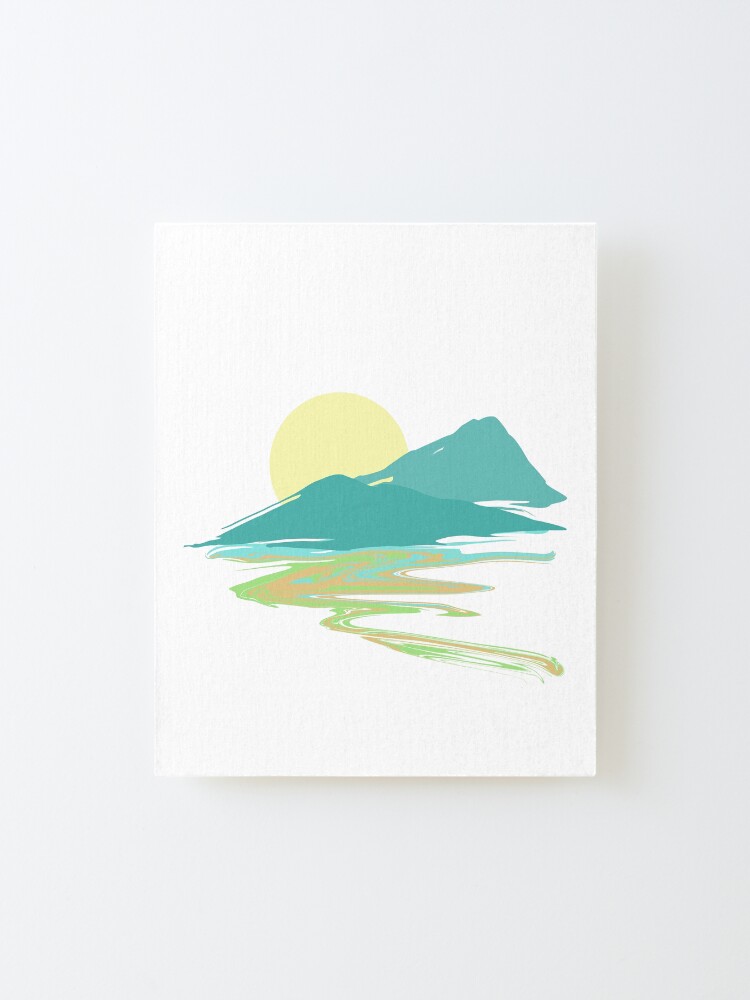 Alternate view of Pastel Mountains Landscape - Abstract Lines and Shapes Mounted Print