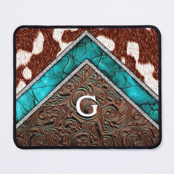 Item preview, Monogram G Western Cowhide Teal Country designed and sold by POD-Balkan.