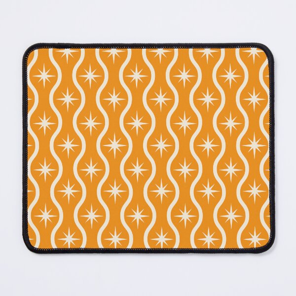 Item preview, Mid Century Retro starbursts Pattern with ogee waves on Orange  designed and sold by Yasminepatterns .