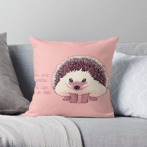 "You Are Capable" Hedgehog Throw Pillow
