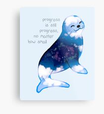 "Progress is Still Progress" Galaxy Seal Metal Print