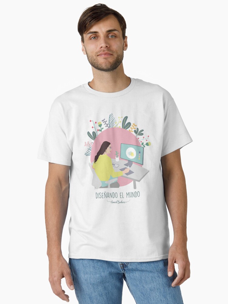 Imagen 2 de 7, Camiseta clásica con la obra Diseñando el mundo, diseñada y vendida por AnaidZahori.