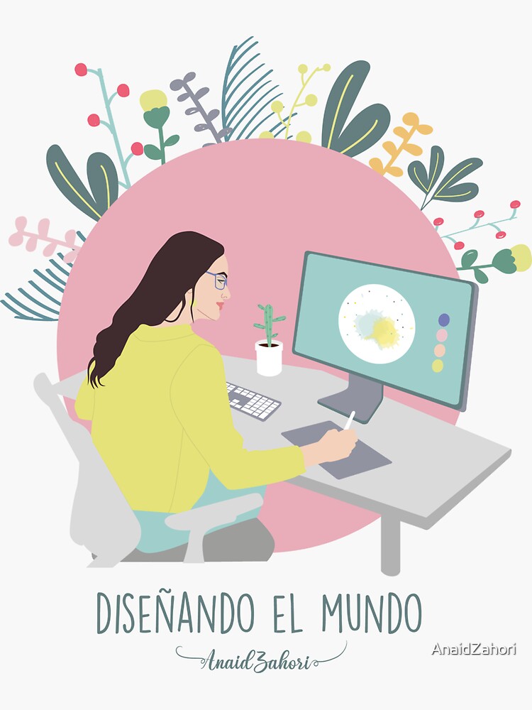 Imagen 3 de 3, Pegatina con la obra Diseñando el mundo, diseñada y vendida por AnaidZahori.