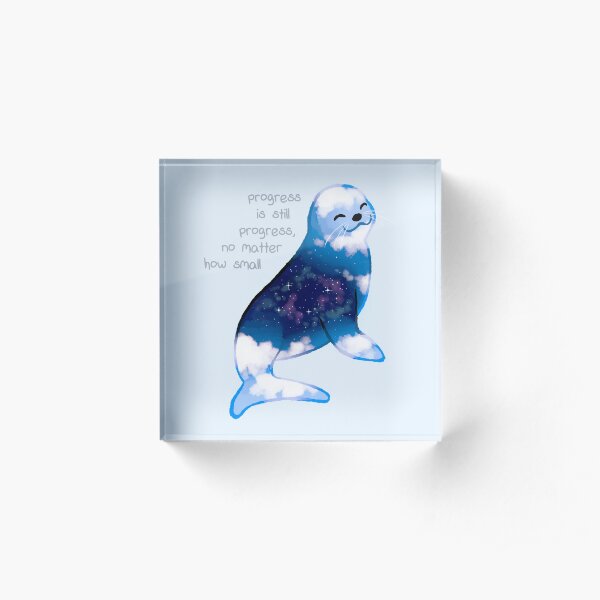 "Progress is Still Progress" Galaxy Seal Acrylic Block