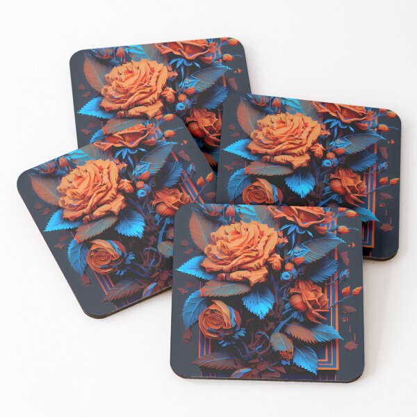 Artikelvorschau, Pixelige Perfektion: Orange und blaue Rosen entworfen und verkauft von Dreamsinpastel.