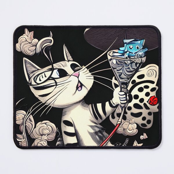Item preview, Cat with mouse in cocktail designed and sold by Dalive.
